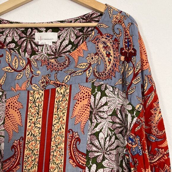 Anthropologie Sonrisa Paisley Floral Tassel Tie Top Women's Size Large - Picture 2 of 7